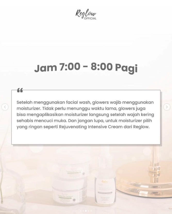 Jam Pemakaian Reglow Skincare di Pagi Hari3